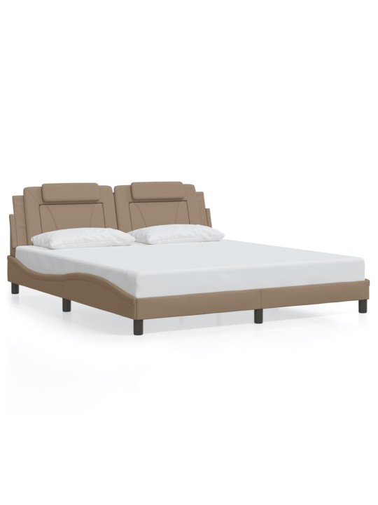 Rám postele s led osvětlením cappuccino 180x200 cm umělá kůže