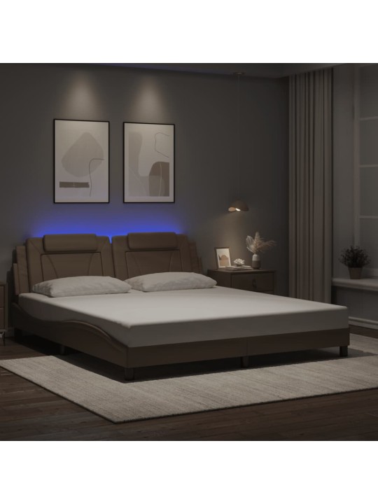 Rám postele s led osvětlením cappuccino 180x200 cm umělá kůže