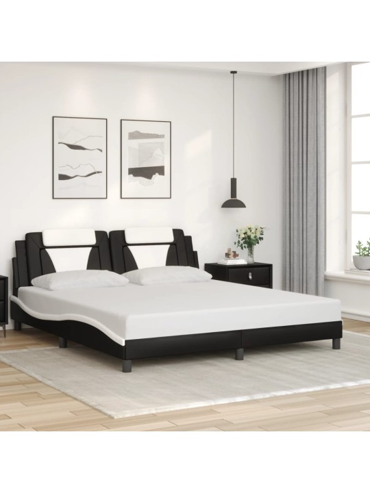 Rám postele s led osvětlením černý a bílý 180x200 cm umělá kůže
