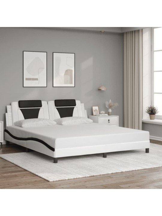 Rám postele s led osvětlením bílý a černý 180x200 cm umělá kůže