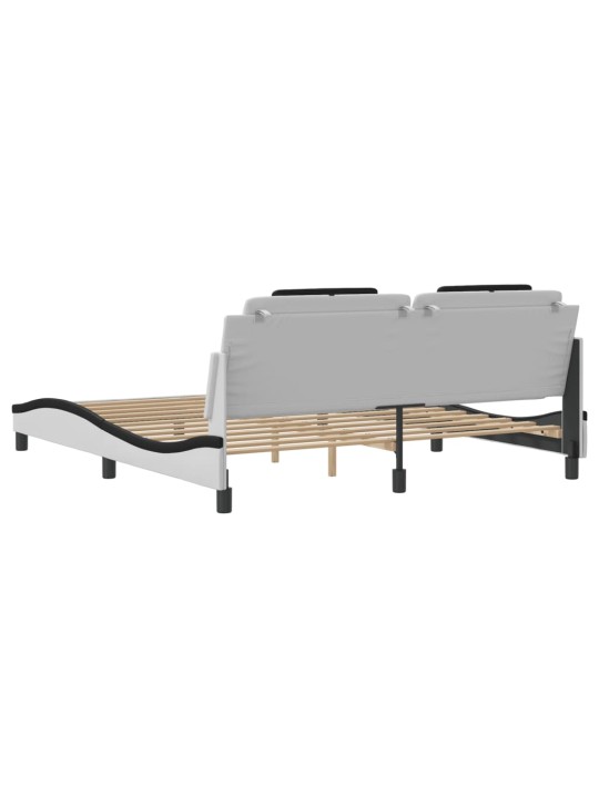Rám postele s led osvětlením bílý a černý 180x200 cm umělá kůže