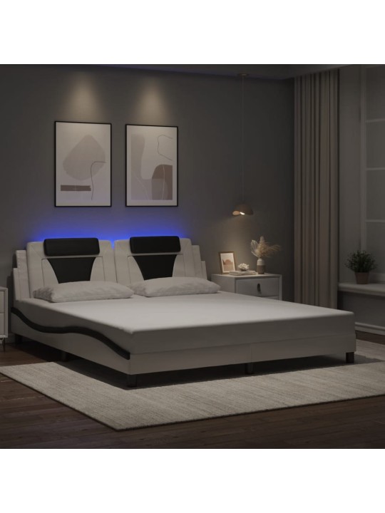 Rám postele s led osvětlením bílý a černý 180x200 cm umělá kůže