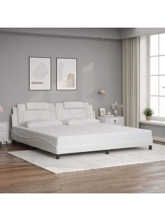 Rám postele s led osvětlením bílý 200 x 200 cm umělá kůže