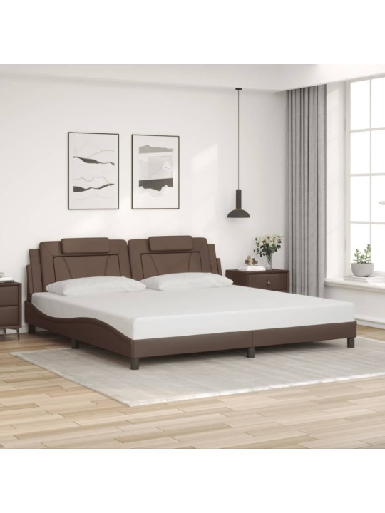 Rám postele s led osvětlením hnědý 200 x 200 cm umělá kůže