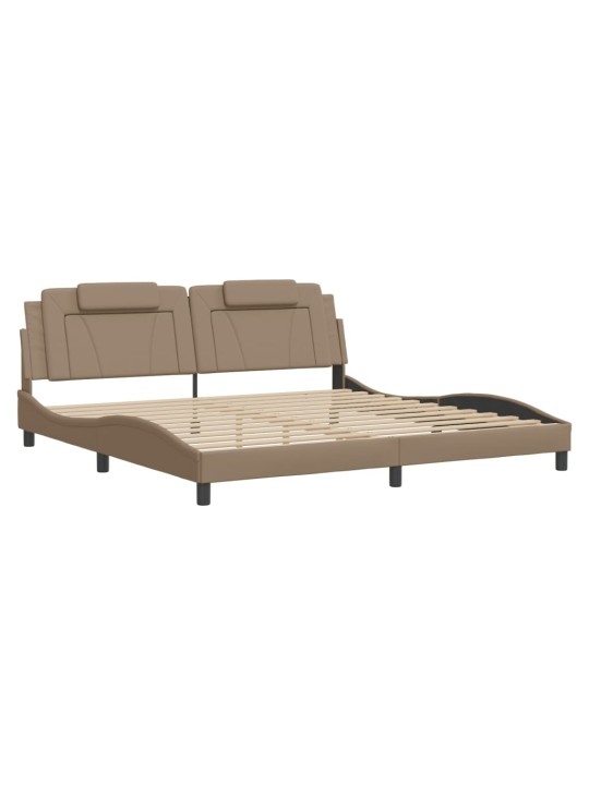 Rám postele s led osvětlením cappuccino 200 x 200 cm umělá kůže