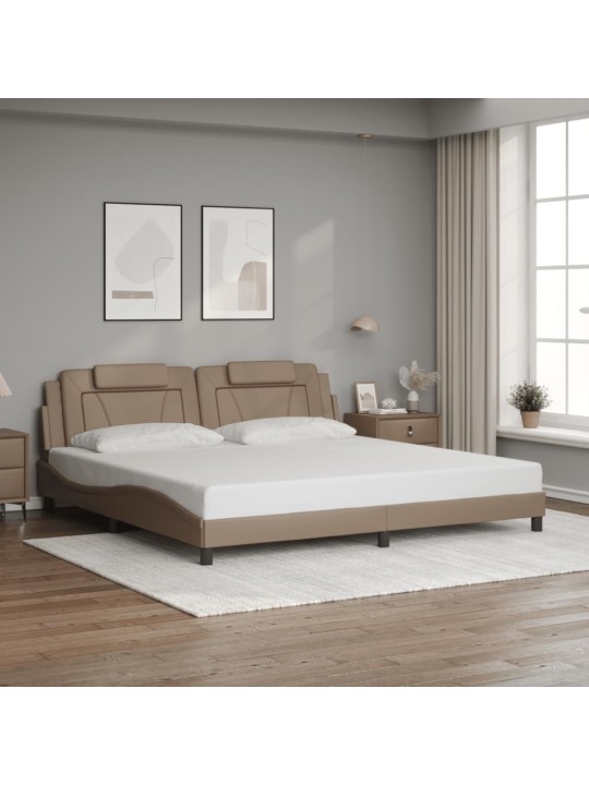 Rám postele s led osvětlením cappuccino 200 x 200 cm umělá kůže