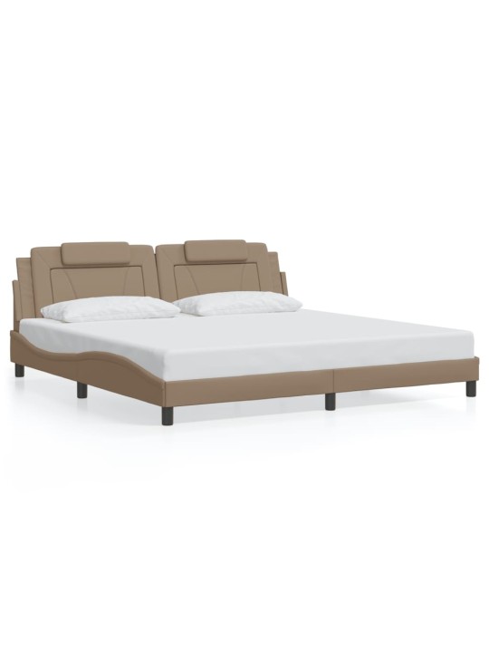 Rám postele s led osvětlením cappuccino 200 x 200 cm umělá kůže