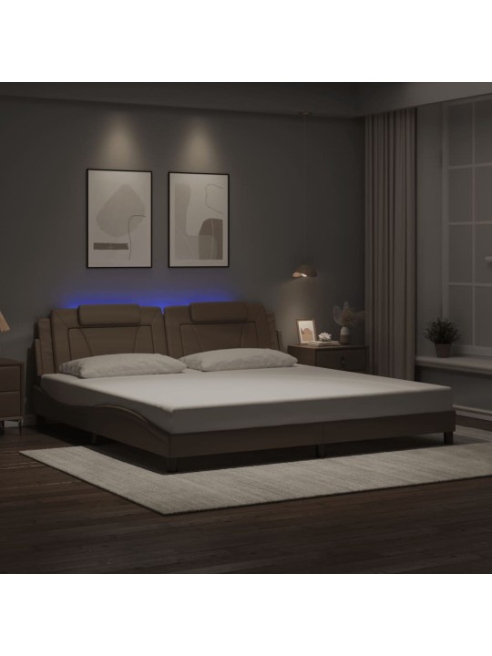 Rám postele s led osvětlením cappuccino 200 x 200 cm umělá kůže