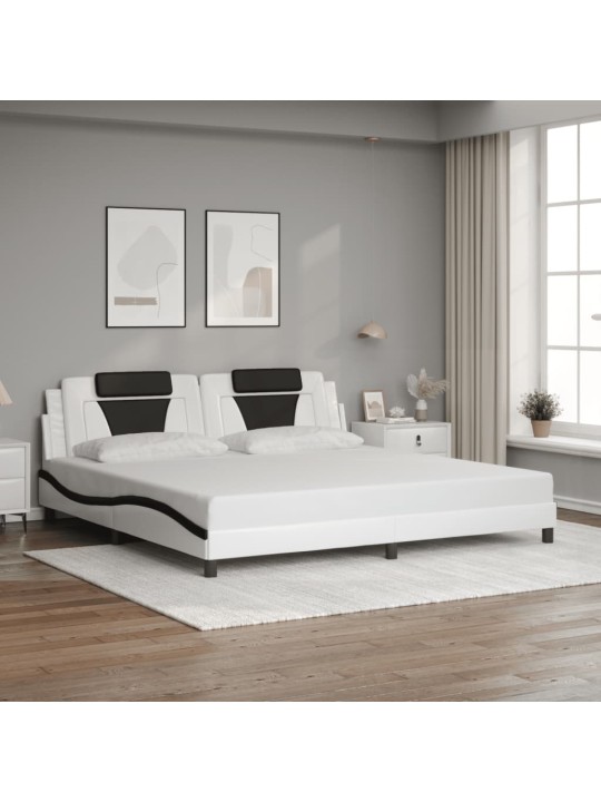 Rám postele s led osvětlením bílý a černý 200x200 cm umělá kůže