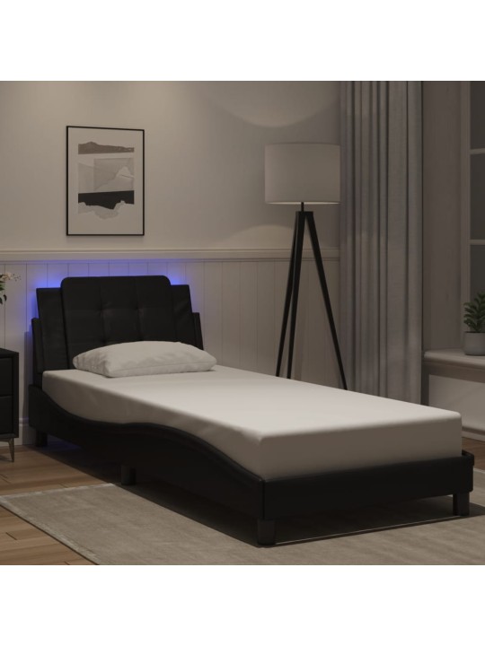 Rám postele s led osvětlením černý 80 x 200 cm umělá kůže
