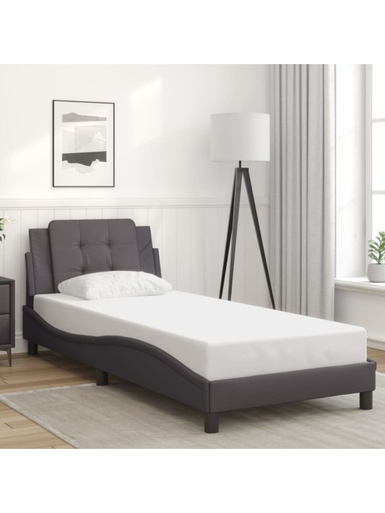 Rám postele s led osvětlením šedý 80 x 200 cm umělá kůže