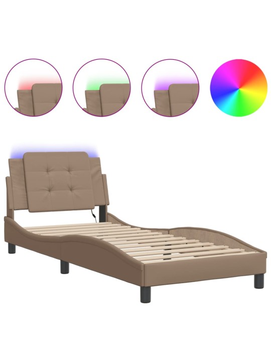 Rám postele s led osvětlením cappuccino 80 x 200 cm umělá kůže