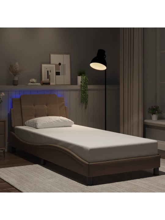Rám postele s led osvětlením cappuccino 80 x 200 cm umělá kůže