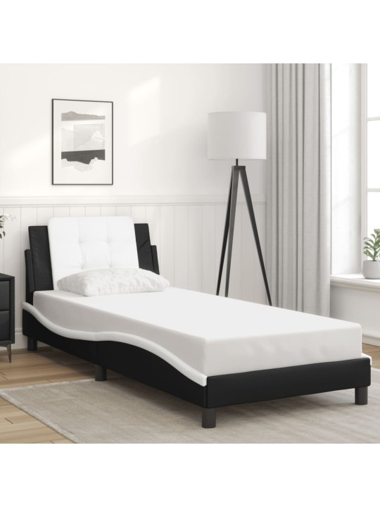 Rám postele s led osvětlením černý a bílý 80x200 cm umělá kůže