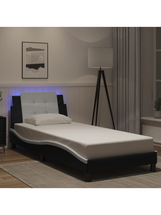 Rám postele s led osvětlením černý a bílý 80x200 cm umělá kůže