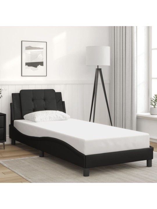Rám postele s LED osvětlením černý 90 x 190 cm umělá kůže
