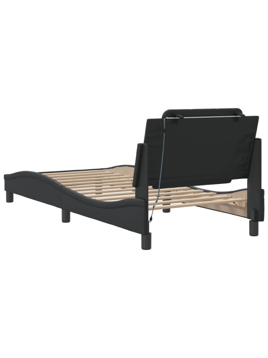 Rám postele s LED osvětlením černý 90 x 190 cm umělá kůže