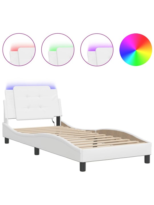Rám postele s led osvětlením bílý 90 x 190 cm umělá kůže