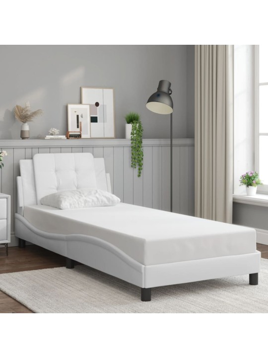 Rám postele s led osvětlením bílý 90 x 190 cm umělá kůže