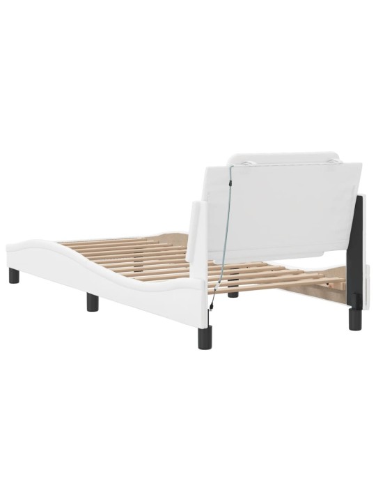Rám postele s led osvětlením bílý 90 x 190 cm umělá kůže