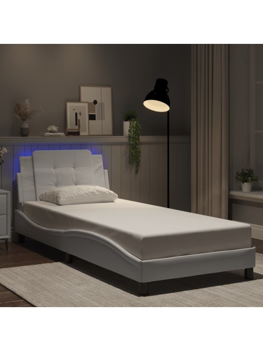 Rám postele s led osvětlením bílý 90 x 190 cm umělá kůže