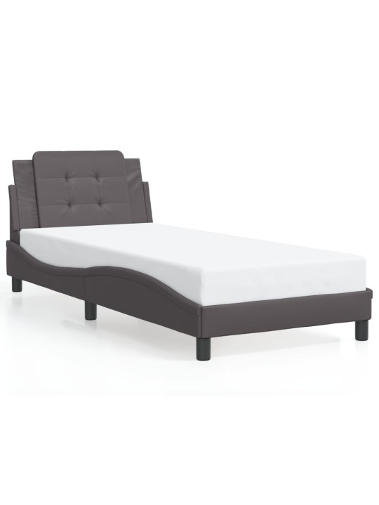 Rám postele s led osvětlením šedý 90 x 190 cm umělá kůže