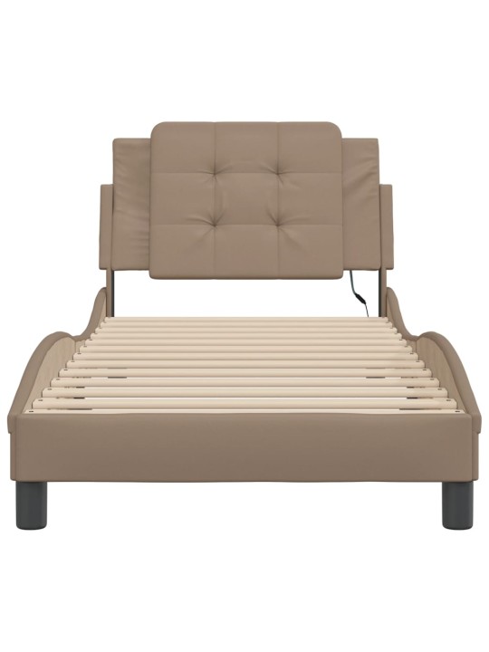 Rám postele s led osvětlením cappuccino 90 x 190 cm umělá kůže