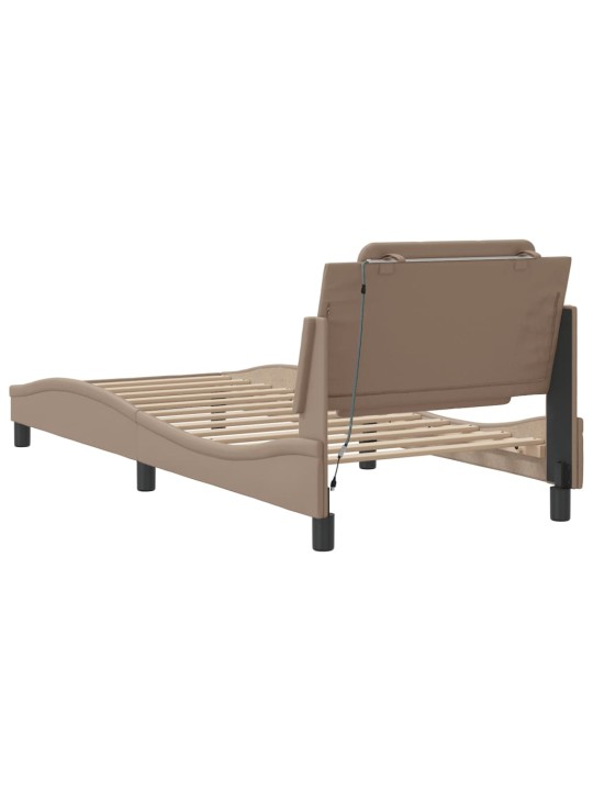 Rám postele s led osvětlením cappuccino 90 x 190 cm umělá kůže