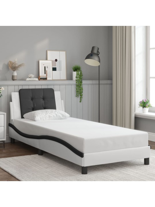 Rám postele s led osvětlením bílý a černý 90x190 cm umělá kůže