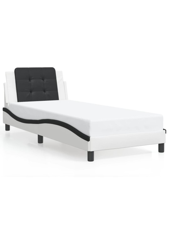 Rám postele s led osvětlením bílý a černý 90x190 cm umělá kůže