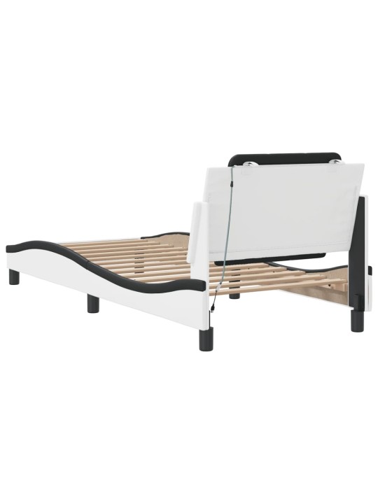 Rám postele s led osvětlením bílý a černý 90x190 cm umělá kůže
