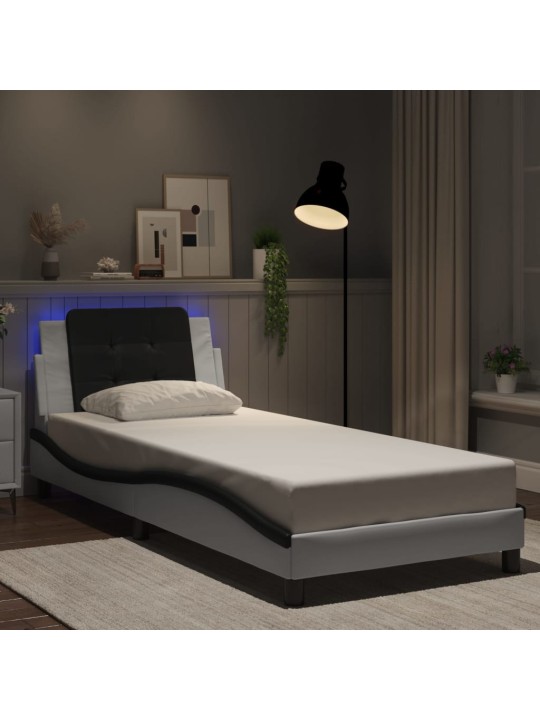 Rám postele s led osvětlením bílý a černý 90x190 cm umělá kůže