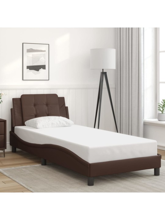 Rám postele s led osvětlením hnědý 90 x 200 cm umělá kůže