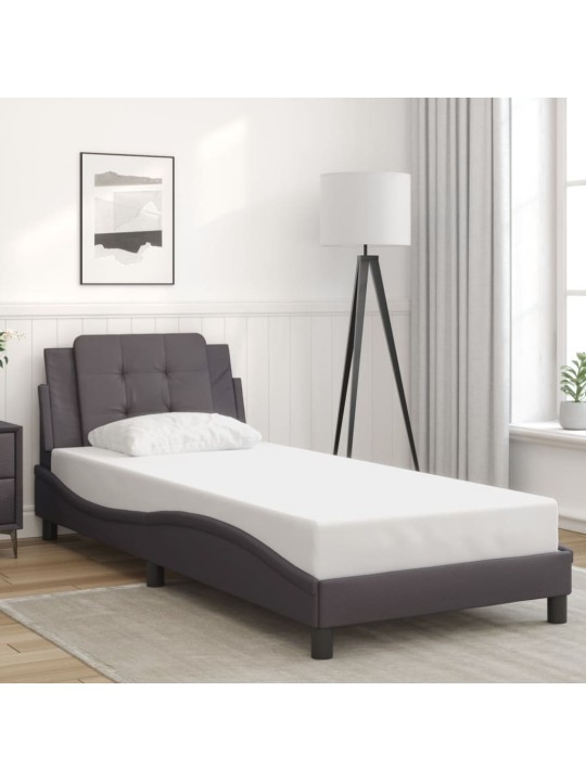 Rám postele s led osvětlením šedý 90 x 200 cm umělá kůže