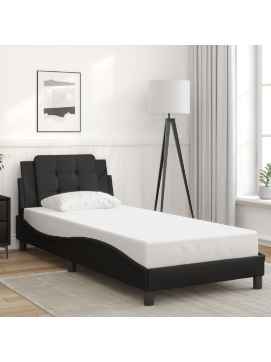 Rám postele s led osvětlením černý 100 x 200 cm umělá kůže