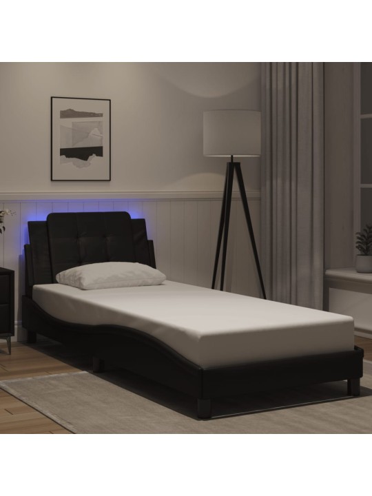 Rám postele s led osvětlením černý 100 x 200 cm umělá kůže
