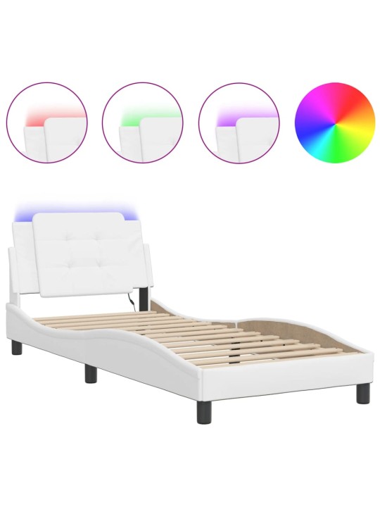 Rám postele s LED osvětlením bílý 100 x 200 cm umělá kůže