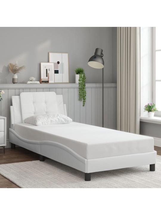 Rám postele s LED osvětlením bílý 100 x 200 cm umělá kůže