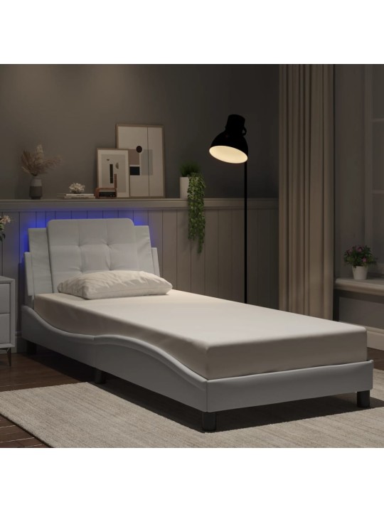 Rám postele s LED osvětlením bílý 100 x 200 cm umělá kůže