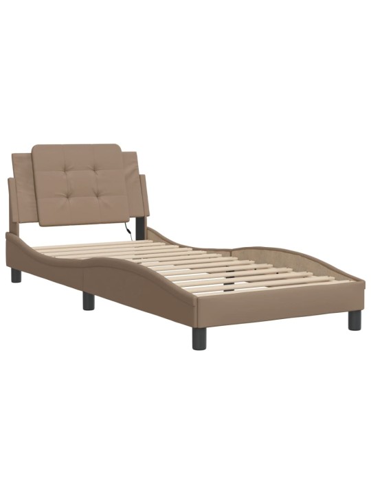 Rám postele s led osvětlením cappuccino 100 x 200 cm umělá kůže
