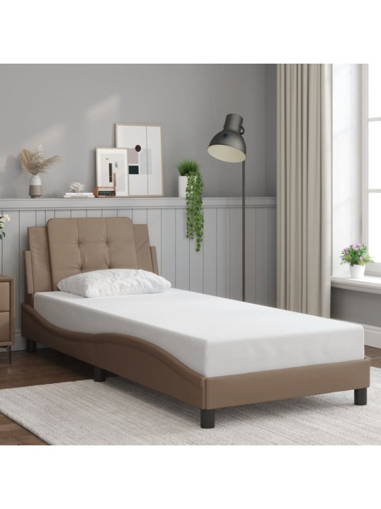 Rám postele s led osvětlením cappuccino 100 x 200 cm umělá kůže