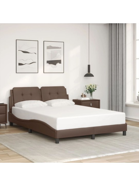 Rám postele s led osvětlením hnědý 120 x 200 cm umělá kůže