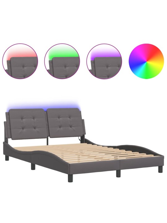 Rám postele s led osvětlením šedý 120 x 200 cm umělá kůže