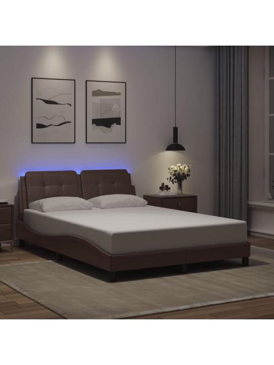 Rám postele s led osvětlením šedý 120 x 200 cm umělá kůže