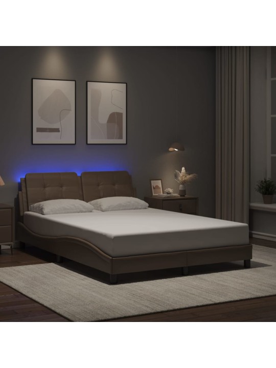 Rám postele s led osvětlením cappuccino 120 x 200 cm umělá kůže