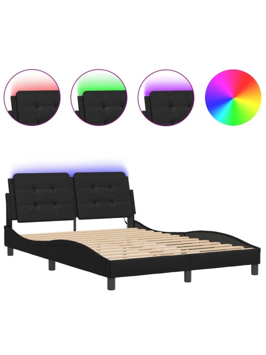 Rám postele s led osvětlením černý 140 x 190 cm umělá kůže
