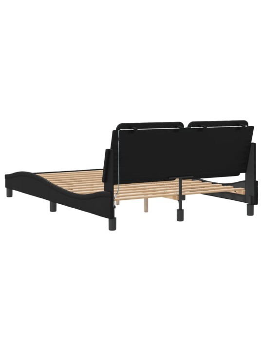 Rám postele s led osvětlením černý 140 x 190 cm umělá kůže