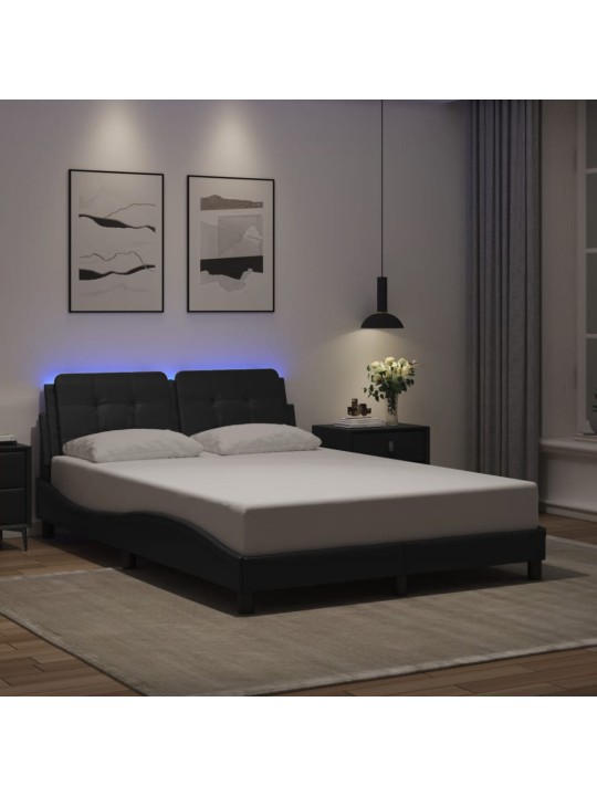 Rám postele s led osvětlením černý 140 x 190 cm umělá kůže