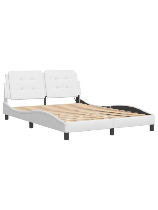 Rám postele s led osvětlením bílý 140 x 190 cm umělá kůže