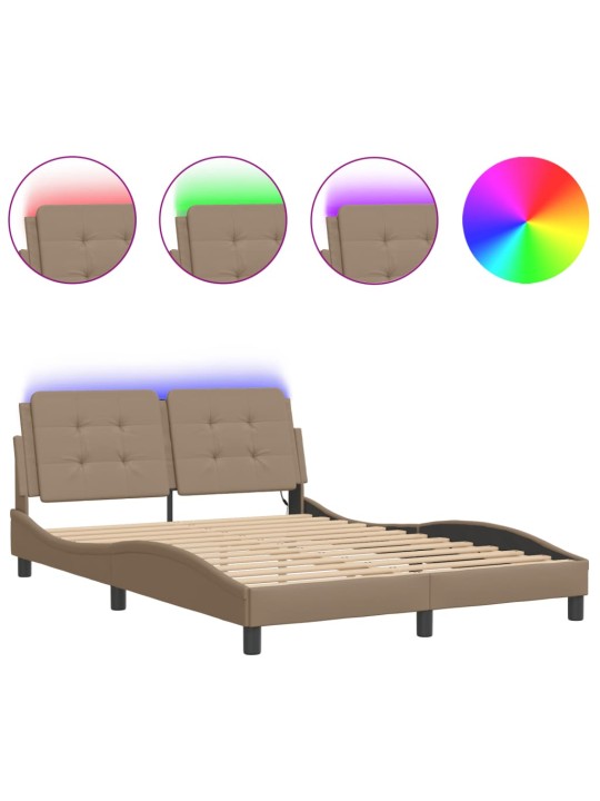 Rám postele s led osvětlením cappuccino 140 x 190 cm umělá kůže
